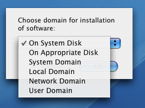 On System Disk/On Appropriate Disk/System Domain/Local Domain/Network Domain/User Domain